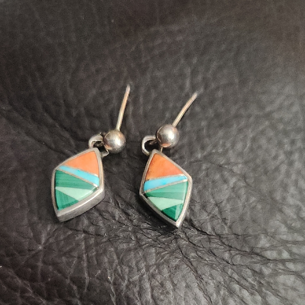 Southwestern TSF Sterling Silver Multi Stone  Earrings